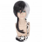 Black White Long Straight Braid Styled Synthetic Hair Costume Cosplay Wig