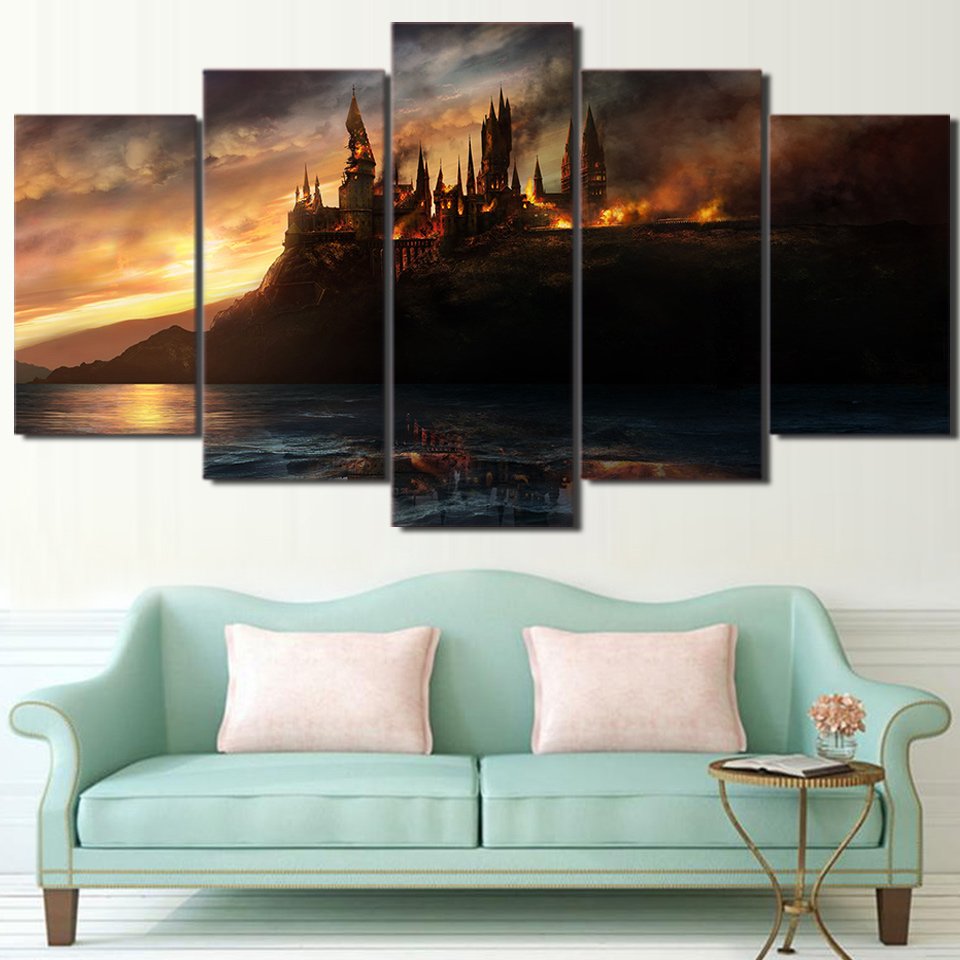 Harry Potter Castle NEW 5pc Wall Decor Framed Oil Painting HD