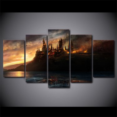 Harry Potter Castle NEW 5pc Wall Decor Framed Oil Painting HD Art
