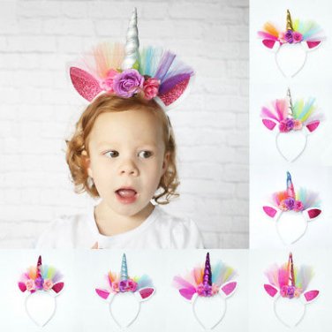 Unicorn Horn Headbands with Colorful Extras Decorations Girls Party Princess