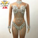 Diamond Crystal Sparkling Bling Full Body Stage performer romper costume women