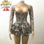 Glass Mirror Sparkling Bling One-piece Stage performer costume women