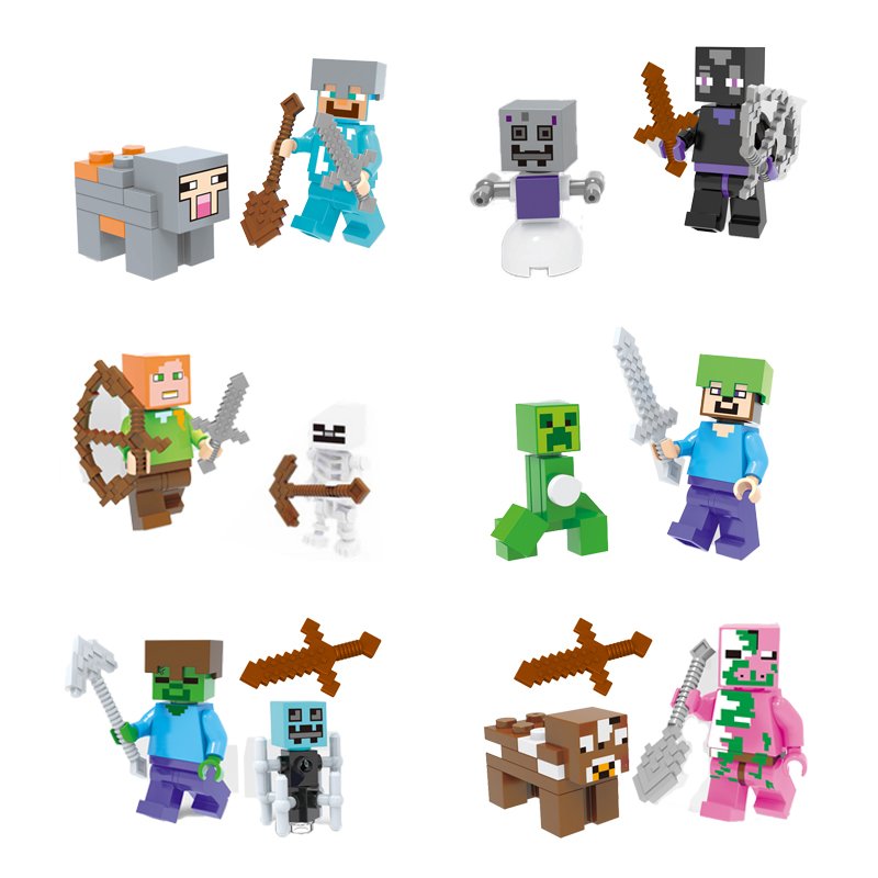 Minecraft Gaming 6pc Mini Figures Building Blocks Minifigures set Steve ...