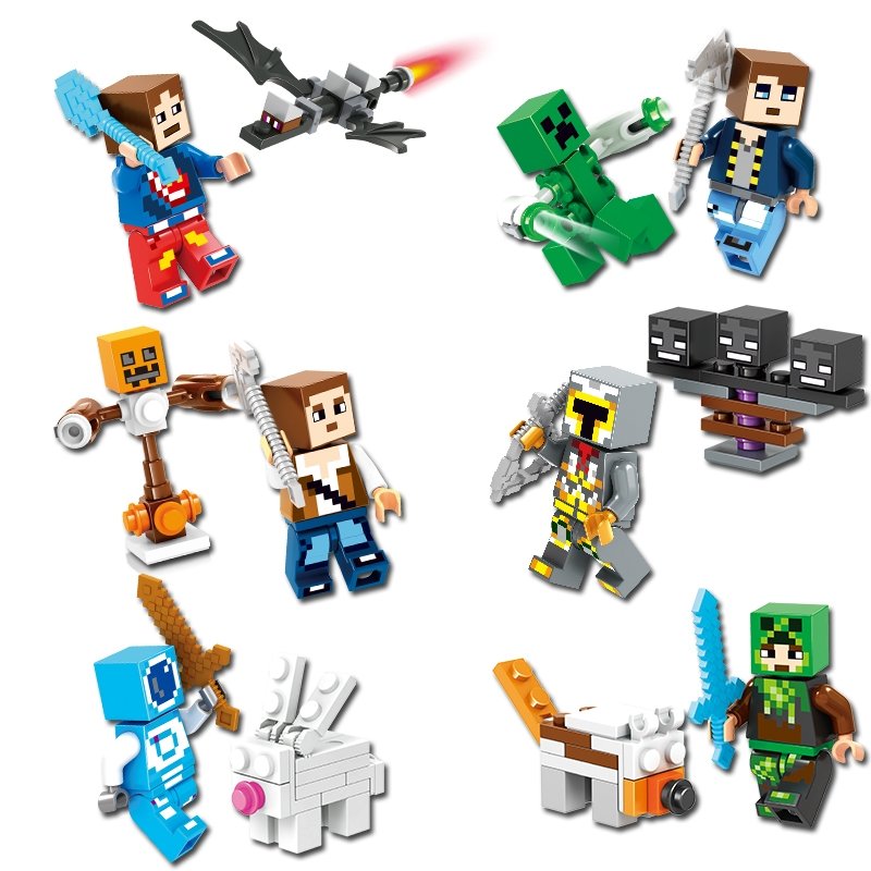 Minecraft Mini figures Gaming 6pc Building Blocks Minifigures set Steve ...