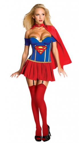 Supergirl Superman Adult Sexy Women Halloween Character  Costume Dress
