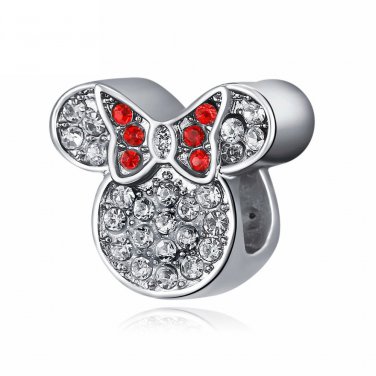 Minnie  Mouse Bling Disney Character Silver Pendant Charm for Pandora Bracelet Jewelry