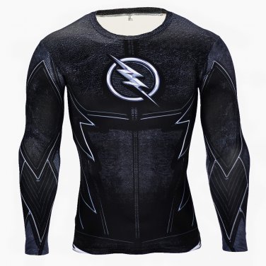 Flash Superhero Compressed Long Sleeve Shirt Marvel DC - BLACK