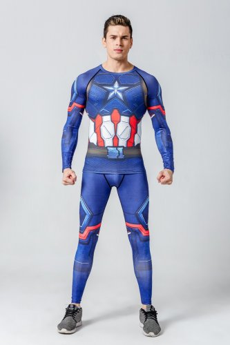 Captain America Superhero fitness full body gear workout gym wear