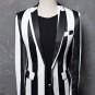 Black and white zebra stripped blazer coat jacket for men
