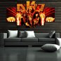 KISS Music Band Canvas HD Wall Decor 5PC Framed oil Painting Room Art