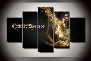 Michael Jackson Music Artist Canvas HD Wall Decor 5PC Framed oil Painting Room Art