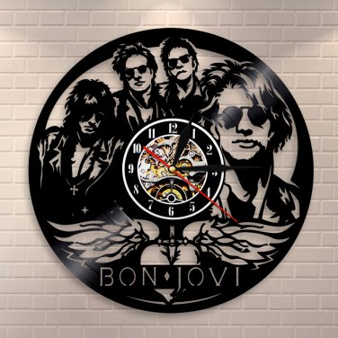 Bon Jovi  vintage vinyl record theme wall clock Rock Music Artist Home Decor