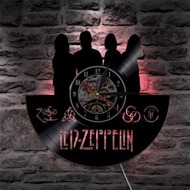 LED ZEPPELIN vintage vinyl record theme wall clock Rock Music Artist Decor with LED Lights