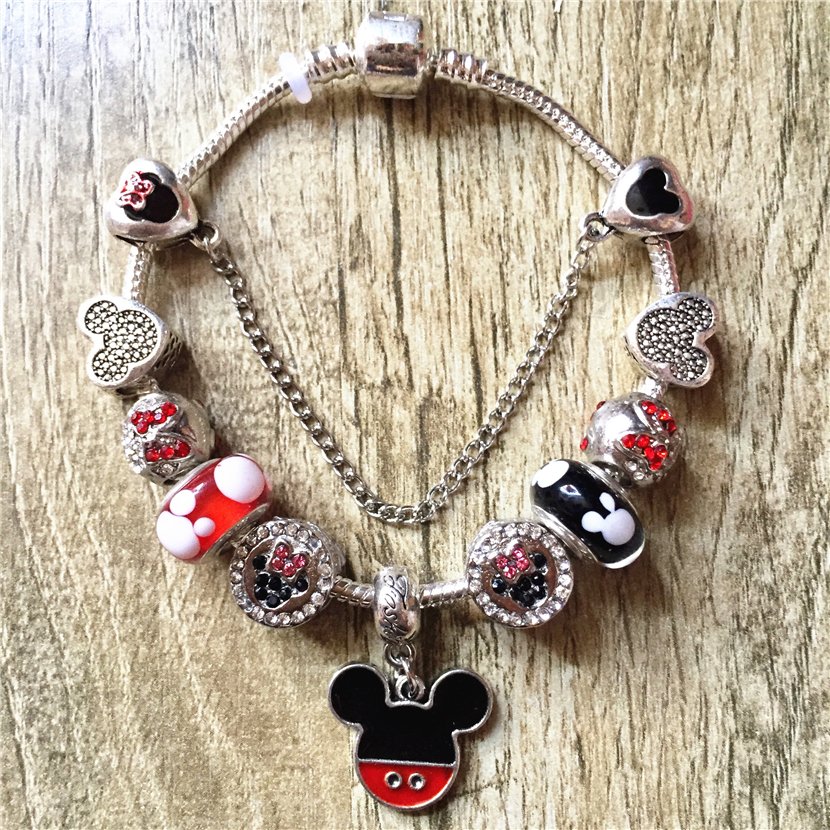 Mickey Mouse Cartoon Disney Charm Bracelet with Charms Mickey Ears