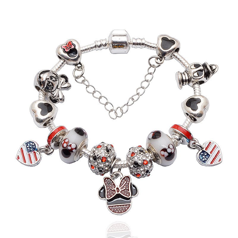Mickey USA Cartoon Disney Charm Bracelet with Charms Mickey Ears