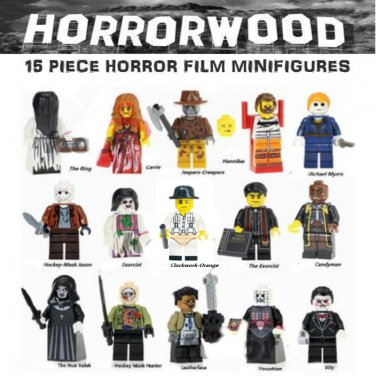 SALE PRICE Horror Film 15pc Horrorwood Lego Minifigures - Exorcist, Pinhead, Jason, Leatherface