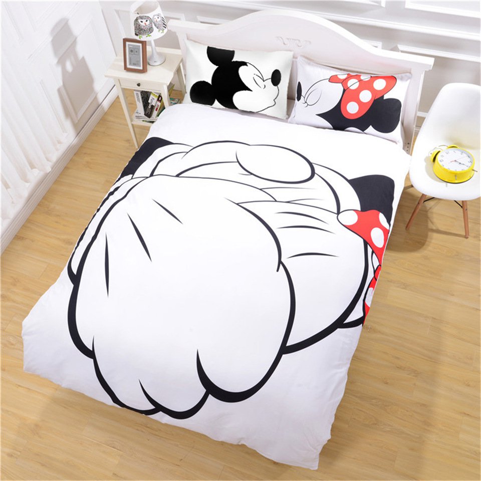 Mickey Minnie Mouse Disney Sweetheart love Bedding cover set- KING 3pcs - New years weekend SALE