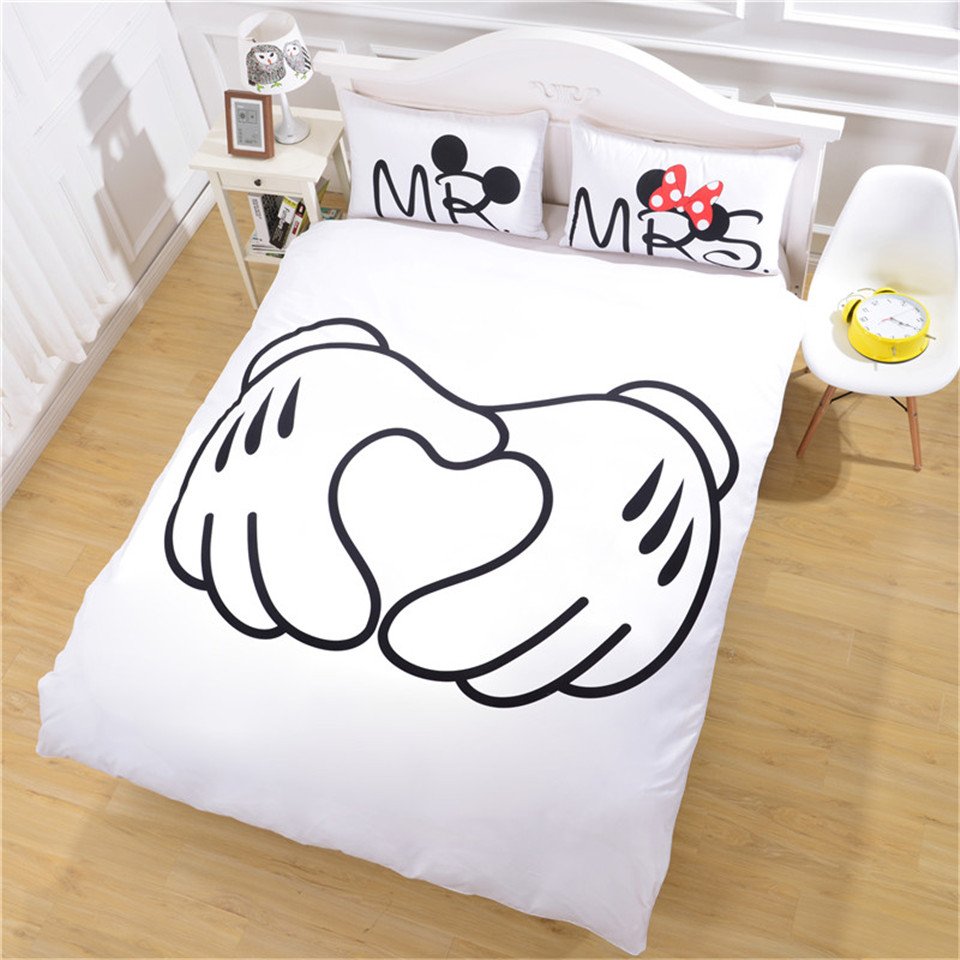 Mickey Minnie Mouse Mr Mrs Heart Disney Bedding Cover Set King