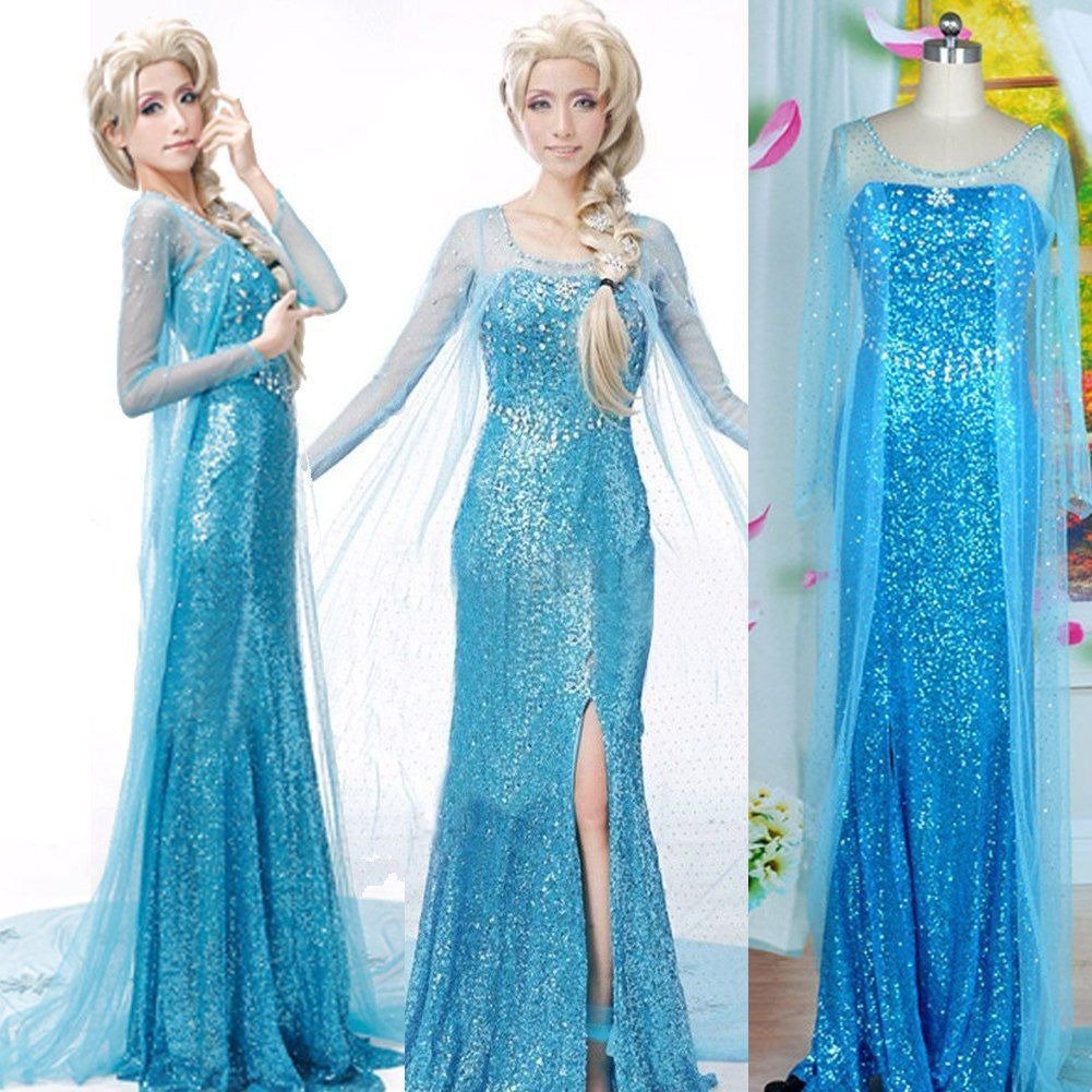 Elsa Frozen Adult Costume Dress Female w slit- ONLY $32 BLOWOUT PRICE