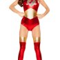 Flash Superhero Sexy Adult Costume Jumpsuit Faux Leather Halloween Dress Up Cosplay
