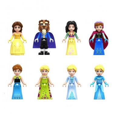 Fairy Tale Disney Princess Character Minifigure set for LEGO 8pcs Beauty and the Beast
