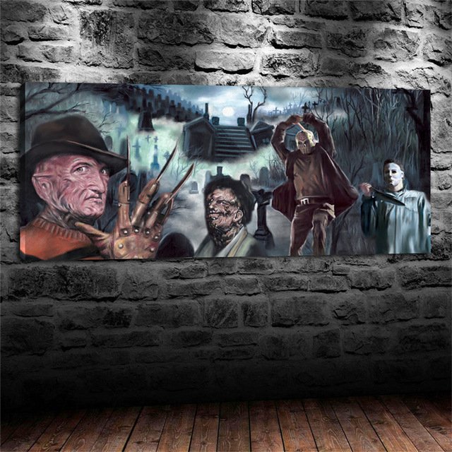 Freddy Krueger Michael Myers Jason Leatherface Horror Framed Wall Decor