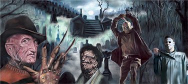 Freddy Krueger Michael Myers Jason Leatherface Horror Un-Framed Wall Decor painting 1pc