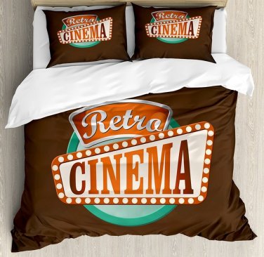 Retro Cinema Movie Film Design Bedding Set 4pcs TWIN