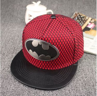Batman Emblem Logo Superhero Baseball Cap hat Snapback Adjustable Red