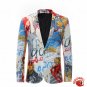 Colorful Paint Design Single Breasted Jacket with bow tie Men Red Carpet Fashion Attire blazer suit