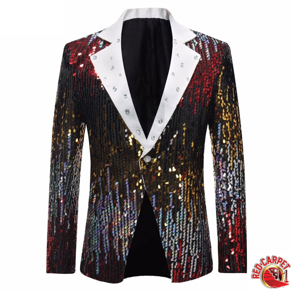 New Sequin Stage Gray Single Breasted Suit Jacket Men Red Carpet ...