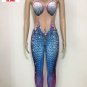 Custom Mermaid Print Design Jumpsuit Bodysuit Stage Performer Costume Singer Drag