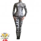 Custom Black White Zebra Rhinestones Jumpsuit Bodysuit Stage Performer Costume Singer Drag