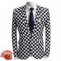 Black and White Checkered Slim fit Suit Blazer Jacket Men Red Carpet Fashion Attire