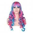 Bubble gum Cosplay party multi color Synthetic Hair Wigs Women 28in