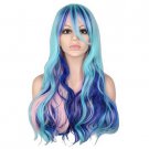 Mermaid Cosplay Aquatic blue color mix Synthetic Hair Wigs Women 28in
