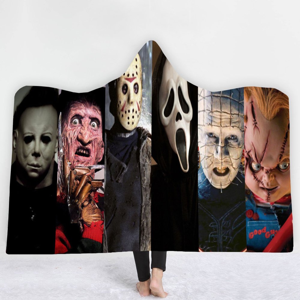 Horror Movie Killer Classic Characters Kids Hooded wrap fleece blanket throw