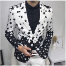 Black and White Stars Print Mens Tuxedo Suit Jacket Coat