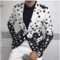 Black and White Stars Print Mens Tuxedo Suit Jacket Coat