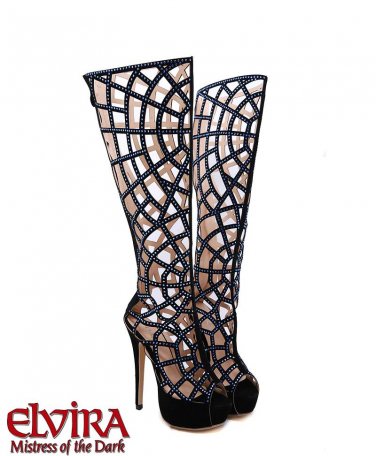 Exclusive Elvira Mistress of the Dark Spiderweb design boots