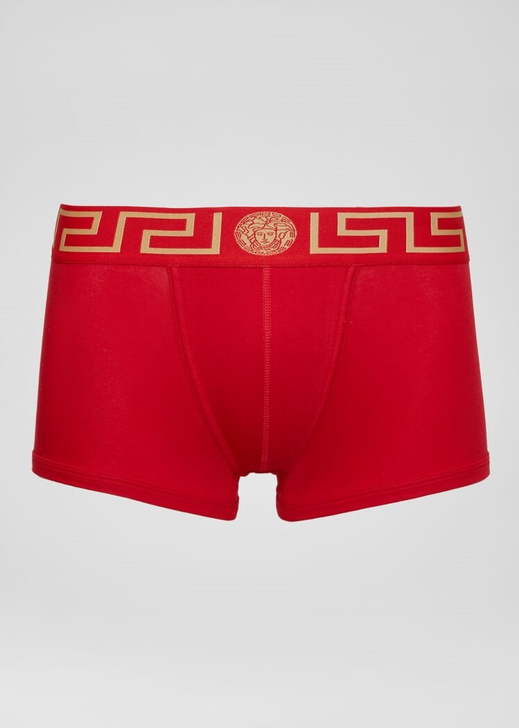 Versace GRECA BORDER TRUNKS Boxer Underwear for Men Red