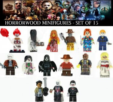 Horror Film 15pc Horrorwood Lego  Minifigures - Pennywise, Ring, Exorcist, Pinhead, Jason