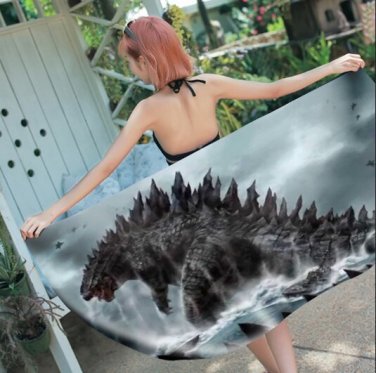 Godzilla Beach Bath Towel New Arrival 55"x 28" Horror Film Hollywood