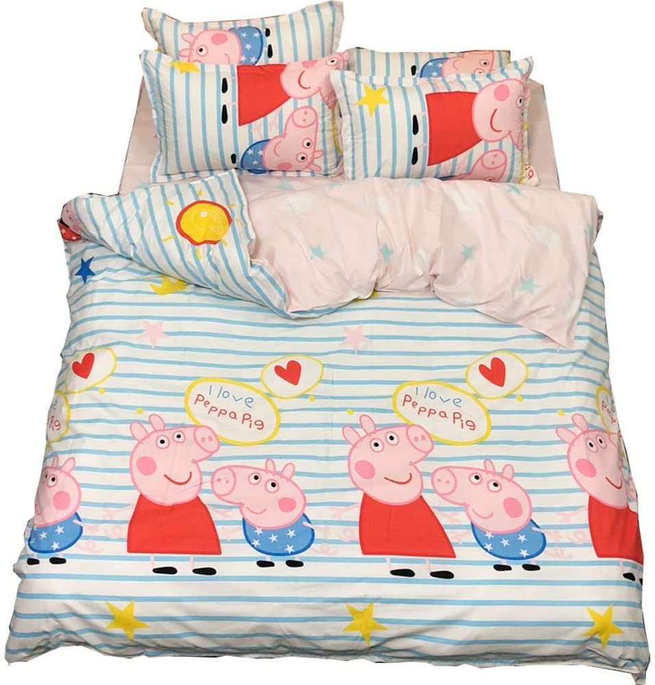 Peppa Pig I love Peppa Cartoon Character Kids Bedding Set 4pcs QUEEN