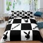 Playboy Bunny Classic Black and White Bedding Set 3pcs Full