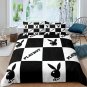 Playboy Bunny Classic Black and White Bedding Set 3pcs Queen