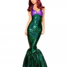 Ariel Mermaid Adult Sexy Women Halloween Character Costume Dress Dark Green