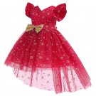 Pink Star Dress with Gold Bow for Girls