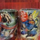 Superman TIn vintage pencil cup with compartment DC comics set 2