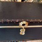 HARDCASE Luggage STEAMER TRUNK CHEST  w/ Brass, wood interior and leather handle